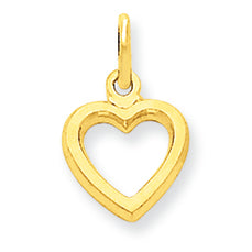 14K Gold Solid Polished Flat-Backed Heart Charm