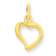 14K Gold Solid Polished Flat-Backed Heart Charm
