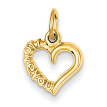 14K Gold Polished I Love You Heart Charm