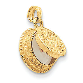 14K Gold Birthday Cake with Candle Inside Pendant