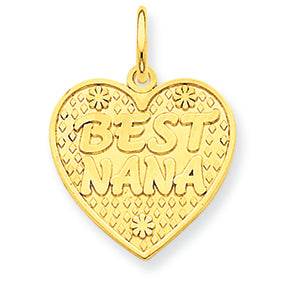 14K Gold Polished Best Nana in Heart Charm