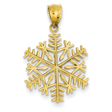 14K Gold Polished 3-D Snowflake Pendant