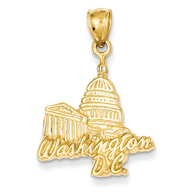 14K Gold Solid Polished Capitol Building Pendant