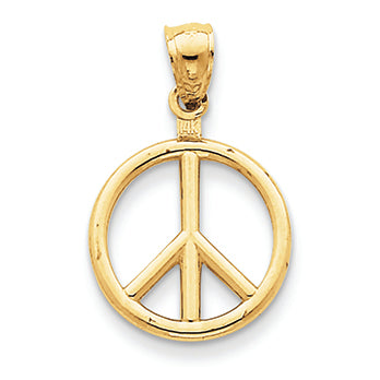 14K Gold Polished Peace Sign Charm