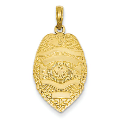 14K Gold Polished Badge Pendant