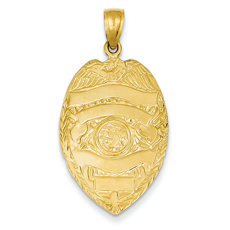 14K Gold Large Badge Pendant