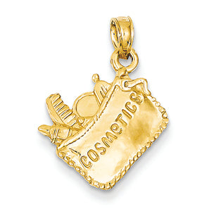 14K Gold Satin 3-Dimensional Cosmetic Pouch Pendant