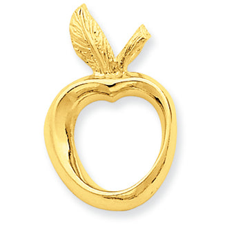 14K Gold Satin Polished Cut-Out Apple Pendant
