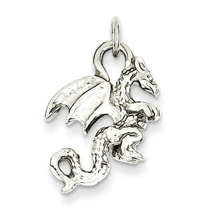 14K White Gold Solid Polished 3-Dimensional Dragon Charm