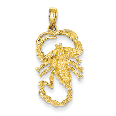 14K Gold Solid Polished Open-Backed Scorpion Pendant