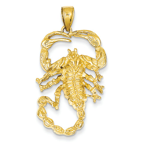 14K Gold Solid Polished Open-Backed Scorpion Pendant