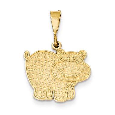 14K Gold Polished Hippo Pendant