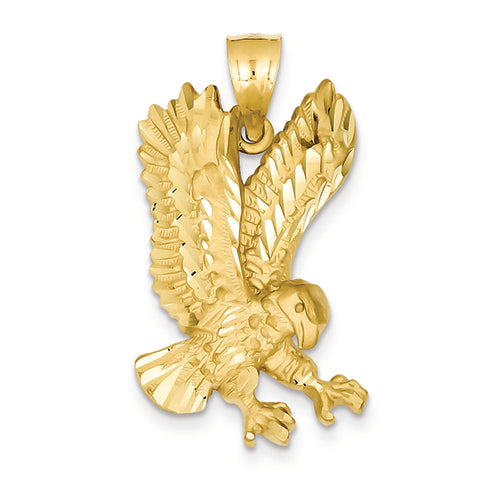 14K Gold Solid Polished Eagle Pendant