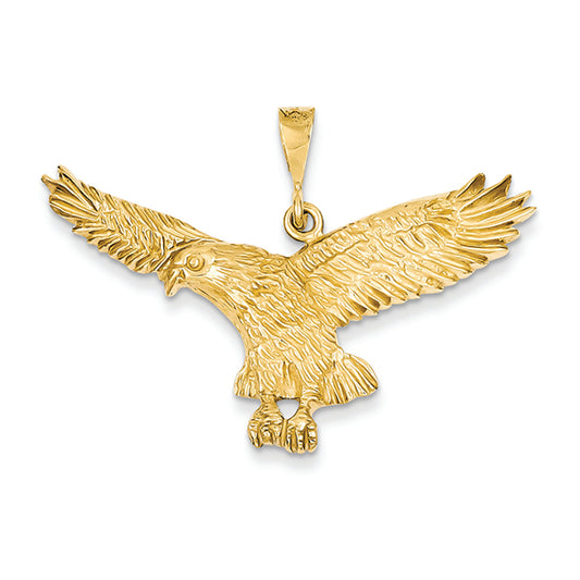 14K Gold Solid Polished Eagle Pendant