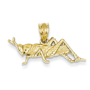 14K Gold Polished Open-Backed Grasshopper Pendant