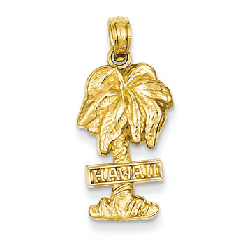 14K Gold Hawaii Palm Tree Pendant