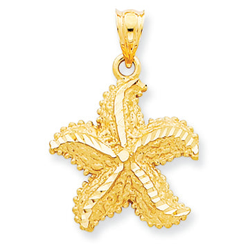 14K Gold Polished Open-Backed Starfish Pendant