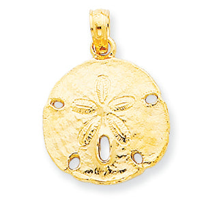 14K Gold Polished Sand Dollar Pendant