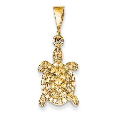 14K Gold Solid Polished Open-Backed Sea Turtle Charm
