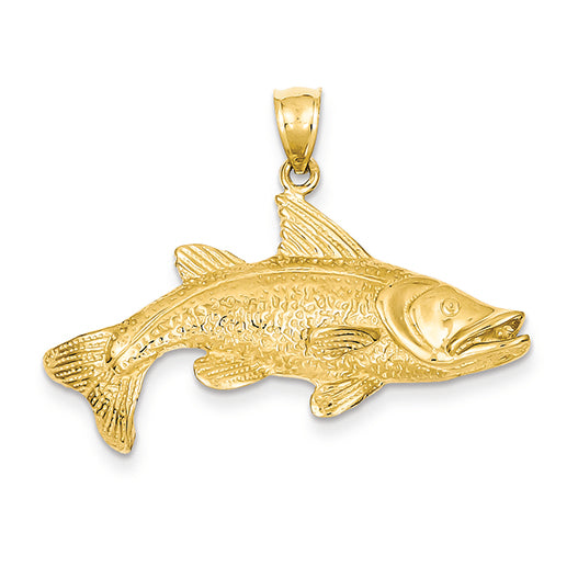 14K Gold Polished Open-Backed Redfish Pendant
