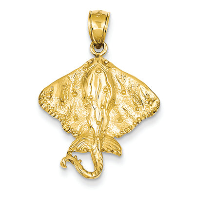 14K Gold Polished Stingray Pendant