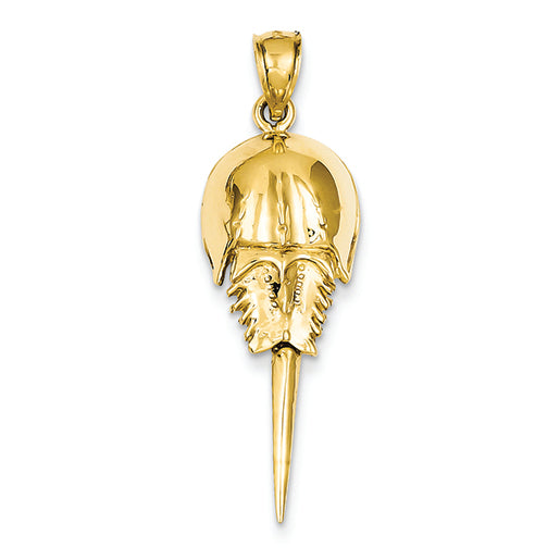 14K Gold Polished Moveable Horseshoe Crab Pendant