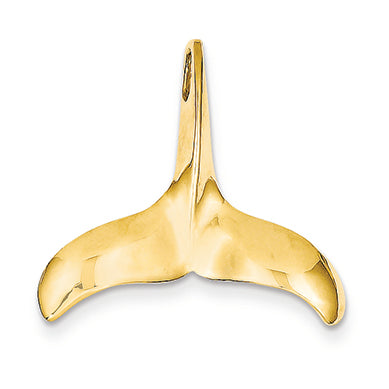 14K Gold Solid Polished Whale Tail Pendant