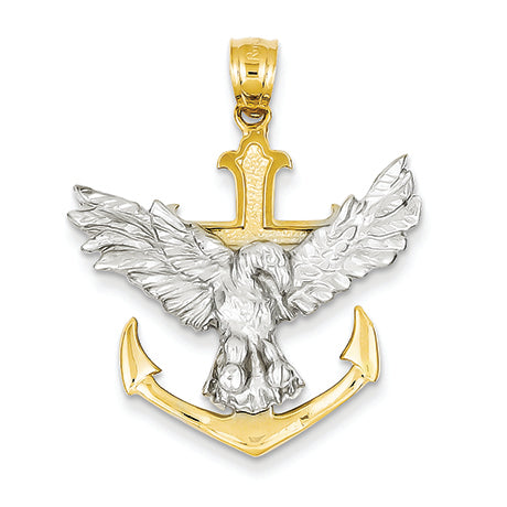 14K Gold Two-Tone Mariners Cross w/Eagle Pendant