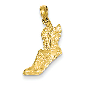 14K Gold Polished Running Shoe Pendant