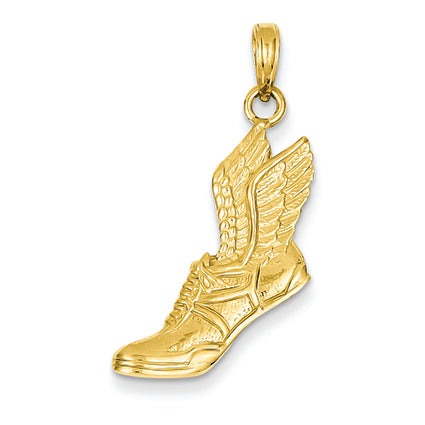 14K Gold Polished Running Shoe Pendant
