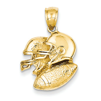14K Gold Polished Open-Backed Football Pendant