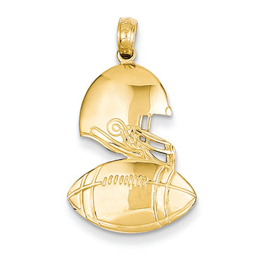 14K Gold Polished Football Pendant