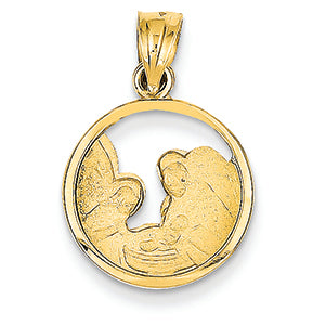 14K Gold Satin & Polished Baptism Pendant
