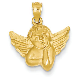 14K Gold Satin Angel Pendant