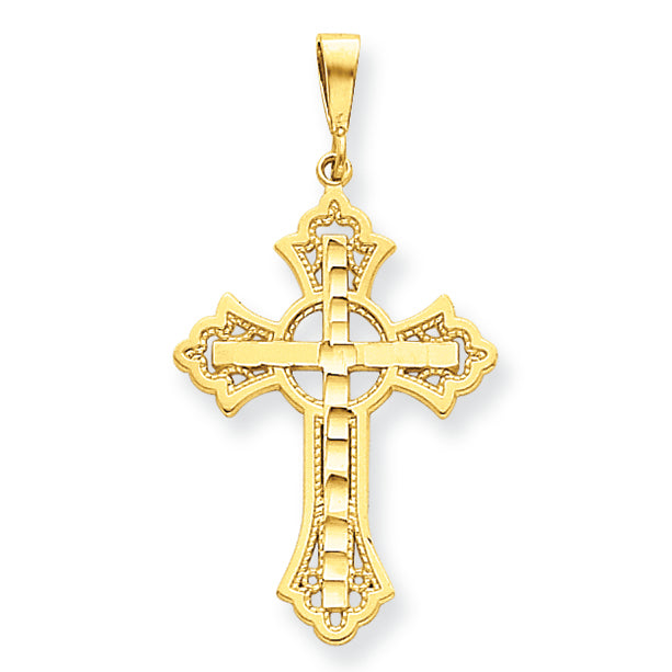 14K Gold Diamond-cut Celtic Cross Pendant