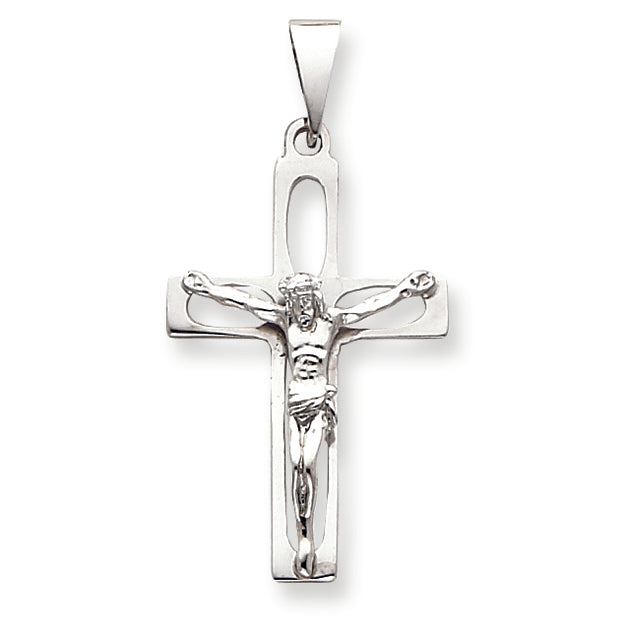 14K White Gold Crucifix Pendant