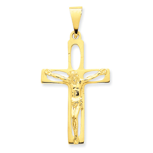 14K Gold Polished Crucifix Pendant