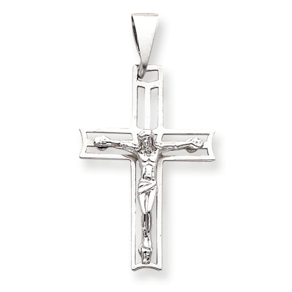 14K White Gold Crucifix Pendant