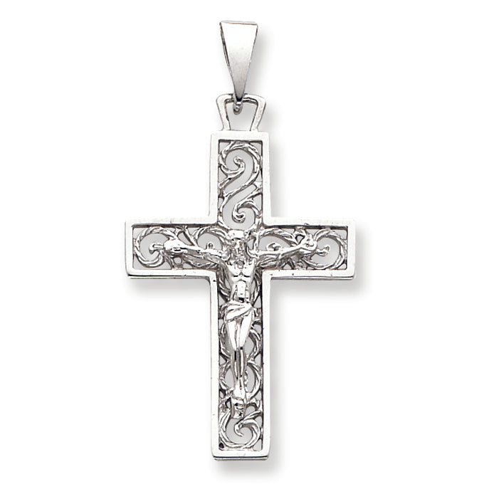 14K White Gold Crucifix Pendant