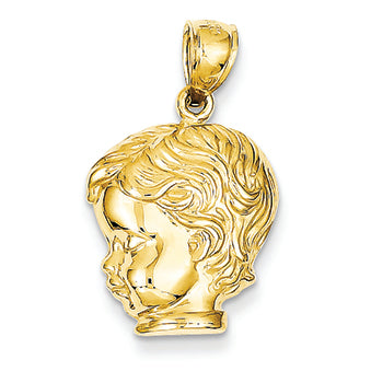 14K Gold Boy Head Pendant