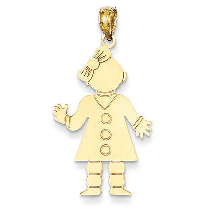 14K Gold Polished Girl Pendant