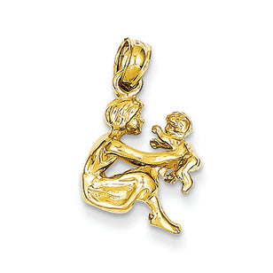 14K Gold Mother holding child Pendant
