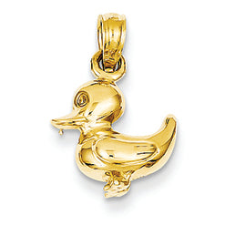 14K Gold Polished Duck Pendant