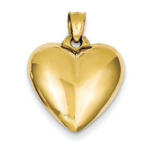 14K Gold Puffed Heart Pendant