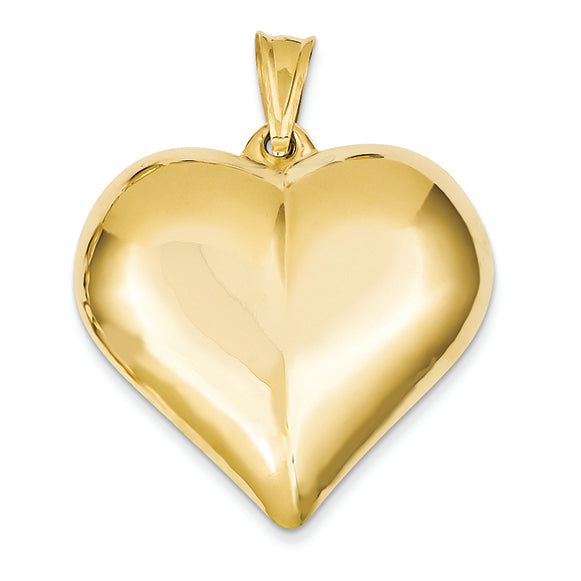 14K Gold Puffed Heart Pendant