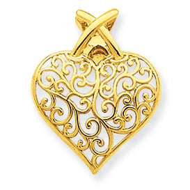 14K Gold Filigree Heart Pendant