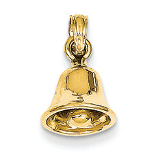 14K Gold 3-D Moveable Bell Pendant