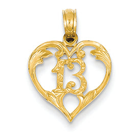 14K Gold 13 in Heart Cut-out Pendant