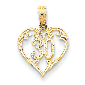 14K Gold 30 in Heart Cut-out Pendant