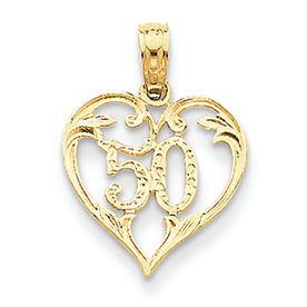 14K Gold 50 in Heart Cut-out Pendant